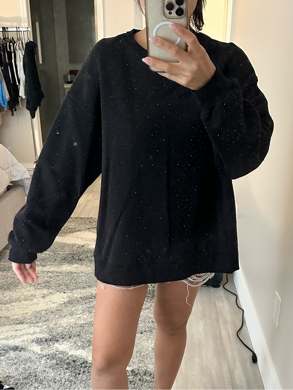 Zara Black Crewneck Oversized Sweater